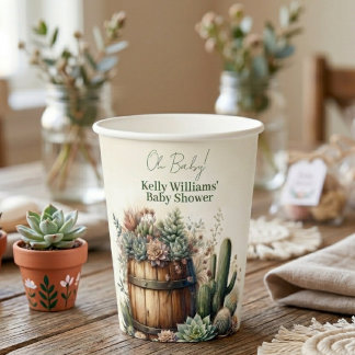 Oh Baby! Rustic Succulents & Cacti Baby Shower Papieren Bekers