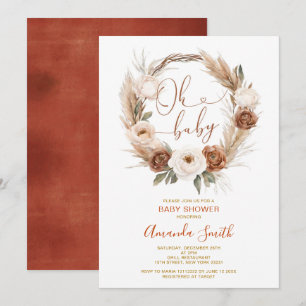 Oh Baby Rustic Terracota Sinaasappel Bloemen Baby  Kaart