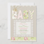 Oh Baby Rustic Wood Lace Pink Green Girl Kaart (Voorkant)