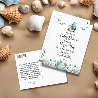 "Oh, Baby" Rustiek Nautisch Blauw Baby shower Briefkaart