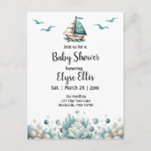 "Oh, Baby" Rustiek Nautisch Blauw Baby shower Briefkaart (Voorkant)