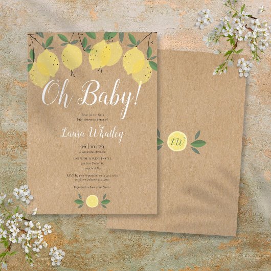 Oh Baby Rustieke Boho Citroenen Baby Shower Kaart
