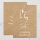 Oh Baby rustieke Kraft Boho alles in één Baby show Kaart (Voorkant / Achterkant)