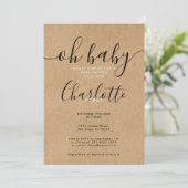 Oh Baby Rustieke Kraft Creatie voor Baby Shower /  Kaart (Staand voorkant)