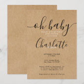 Oh Baby Rustieke Kraft Creatie voor Baby Shower /  Kaart (Voorkant / Achterkant)