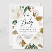 Oh baby rustige florale magnolia baby shower kaart (Voorkant)