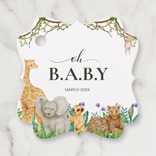 Oh baby Safar Dier Oerwoud Wit Baby shower Bedankjes Labels (Voorkant)