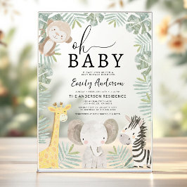 Oh Baby Safari Animal Boy's Baby shower Acryl Uitnodigingen