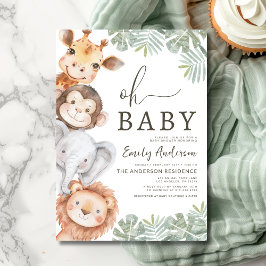 Oh Baby Safari Animal Boy's Baby shower Kaart