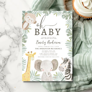 Oh Baby Safari Animal Boy's Baby shower Kaart