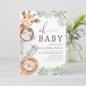 Oh Baby Safari Animal Couples Baby shower Kaart (Staand voorkant)