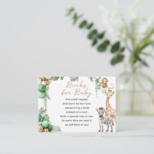 Oh Baby Safari Animal Oerwoud Green Baby shower Informatiekaartje (Staand voorkant)