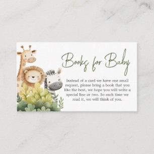 Oh Baby Safari Animals Baby shower Boeken voor Bab Informatiekaartje