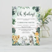 Oh Baby Safari Animals Baby shower Invitation Kaart (Staand voorkant)