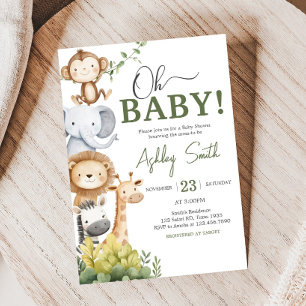 Oh Baby Safari Animals Baby shower Kaart