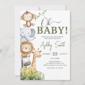 Oh Baby Safari Animals Baby shower Kaart (Voorkant)