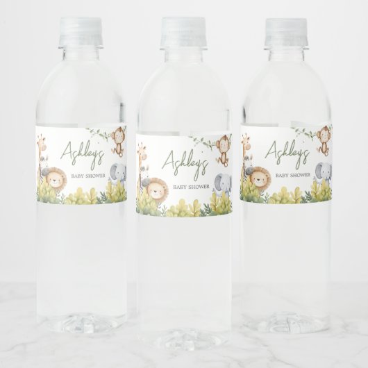 Oh Baby Safari Animals Baby shower Waterfles Etiket (Flessen)