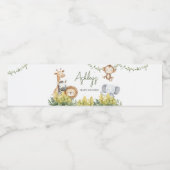 Oh Baby Safari Animals Baby shower Waterfles Etiket (Enkel label)