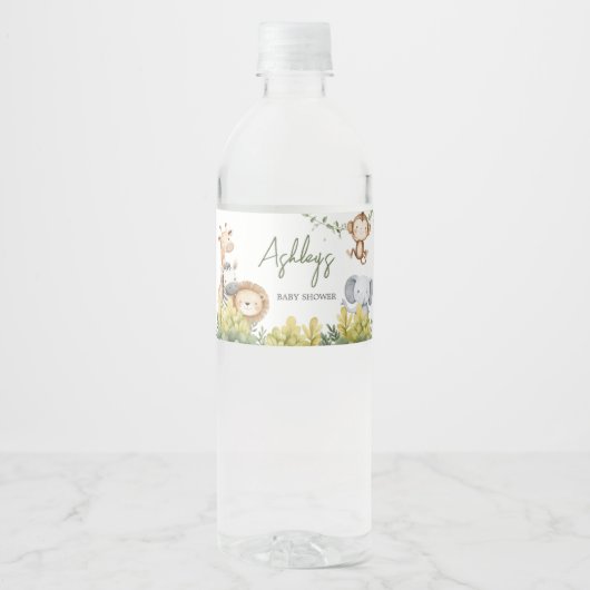 Oh Baby Safari Animals Baby shower Waterfles Etiket (Voorkant)