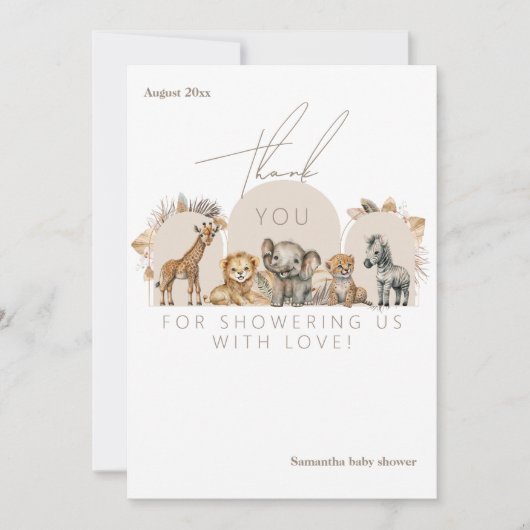 Oh Baby Safari Animals Boho Baby shower Bedankkaart (Voorkant)