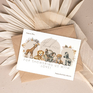 Oh Baby Safari Animals Boho Baby shower Bedankkaart