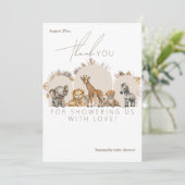 Oh Baby Safari Animals Boho Baby shower Bedankkaart (Staand voorkant)