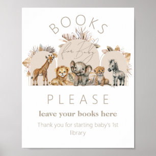 Oh Baby Safari Animals Boho Baby shower book Poster