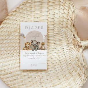 Oh Baby Safari Animals Boho Baby shower diaper Informatiekaartje