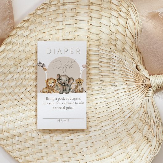 Oh Baby Safari Animals Boho Baby shower diaper Informatiekaartje