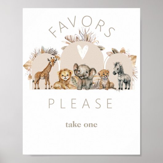 Oh Baby Safari Animals Boho Baby shower fovors Poster (Voorkant)