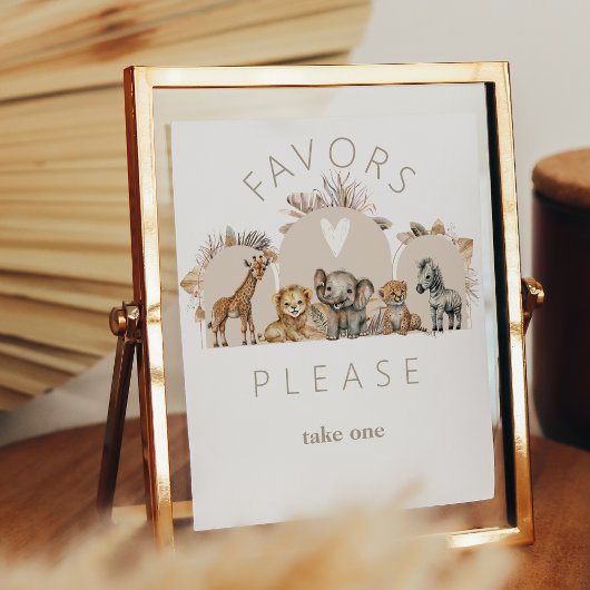Oh Baby Safari Animals Boho Baby shower fovors Poster
