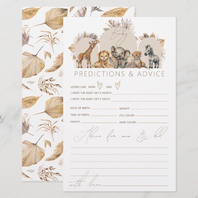 Oh Baby Safari Animals Boho Baby shower game (Voorkant / Achterkant)