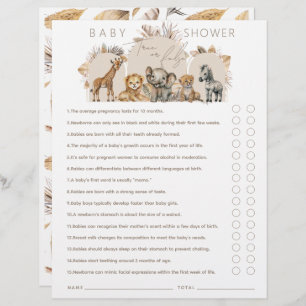 Oh Baby Safari Animals Boho Baby shower game