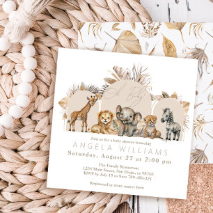 Oh Baby Safari Animals Boho Baby shower Kaart