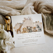 Oh Baby Safari Animals Boho Baby shower Kaart
