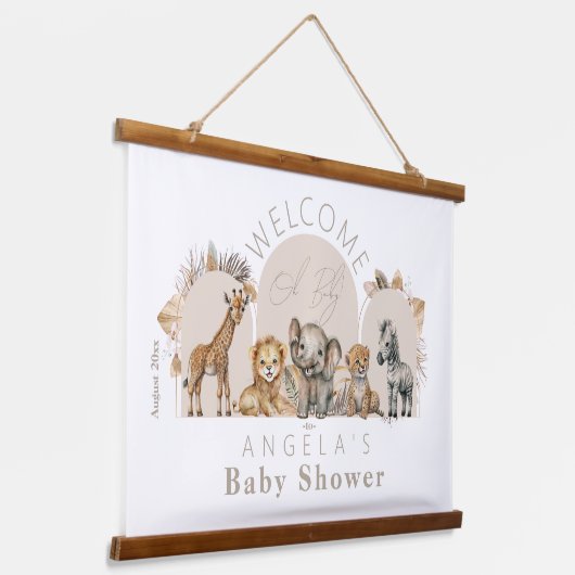 Oh Baby Safari Animals Boho Baby shower welkom Hangend Wandkleed (Gebogen)