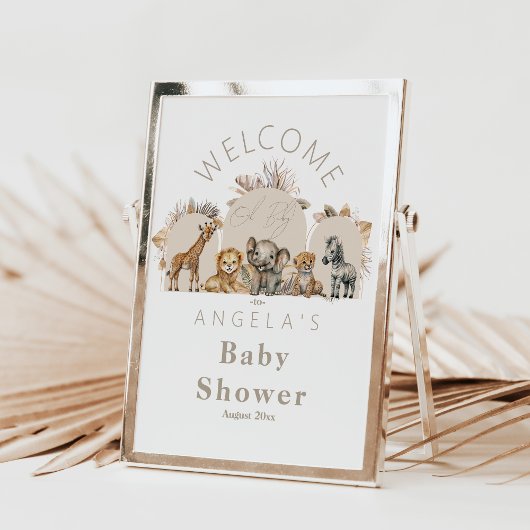 Oh Baby Safari Animals Boho Baby shower welkom Poster