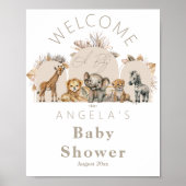 Oh Baby Safari Animals Boho Baby shower welkom Poster (Voorkant)