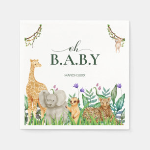 Oh baby Safari Dier Oerwoud Groen Baby shower Servet