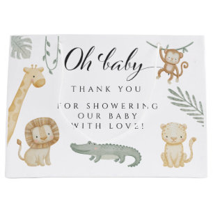 Oh Baby Safari Dieren Baby Shower Jungle Groen Groot Cadeauzakje