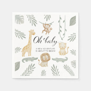 Oh Baby Safari Dieren Baby Shower Jungle Groen Servet