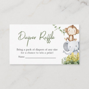 Oh Baby Safari Dieren Baby shower Luier Raffle Informatiekaartje