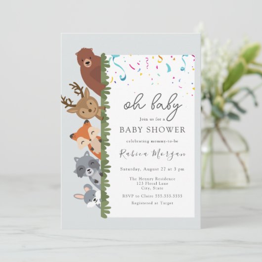 Oh baby Safari dieren genderneutraal baby shower Kaart (Staand voorkant)