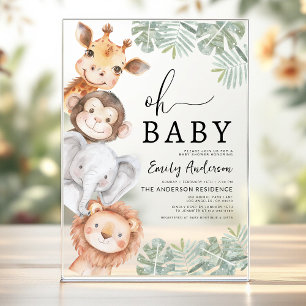 Oh Baby Safari Dieren Jongens Baby Shower Acryl Uitnodigingen