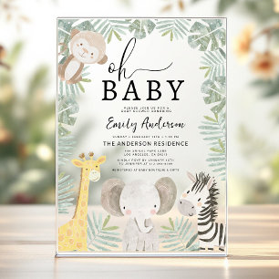 Oh Baby Safari Dieren Jongens Baby Shower Acryl Uitnodigingen