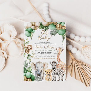 Oh Baby Safari Dieren Jungle Groene Baby Shower Kaart