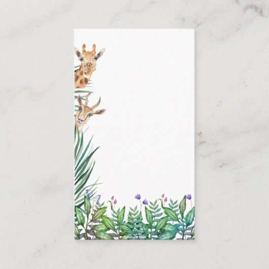 Oh Baby Safari Oerwoud Baby shower Luier Raffle Informatiekaartje (Achterkant)