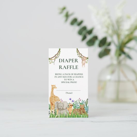Oh Baby Safari Oerwoud Baby shower Luier Raffle Informatiekaartje (Staand voorkant)