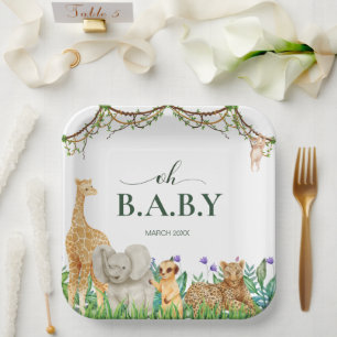 Oh baby Safari wild Animal Oerwoud Baby shower Papieren Bordje