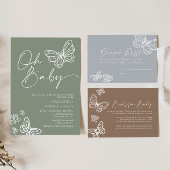 Oh Baby Sage Green Baby shower Invitation Kaart